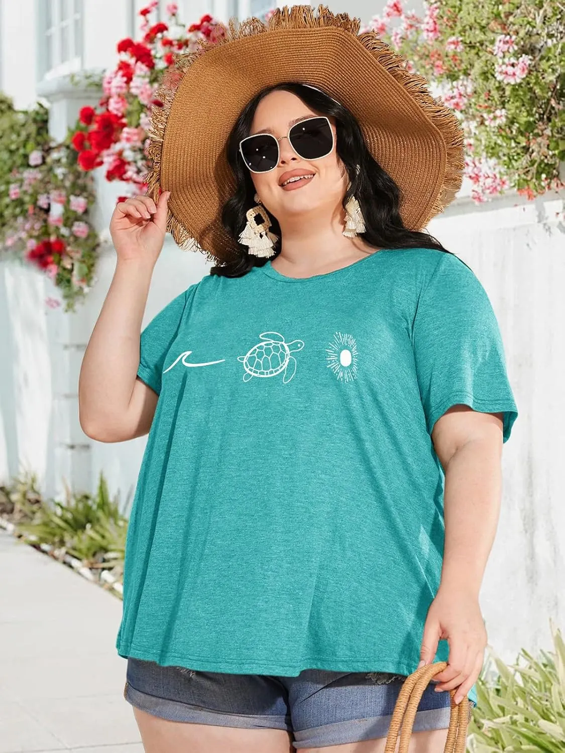 HDLTE Plus Size Beach Shirts for Women Short Sleeve Hawaiian Shirt Casual Summer Vacation Blouses