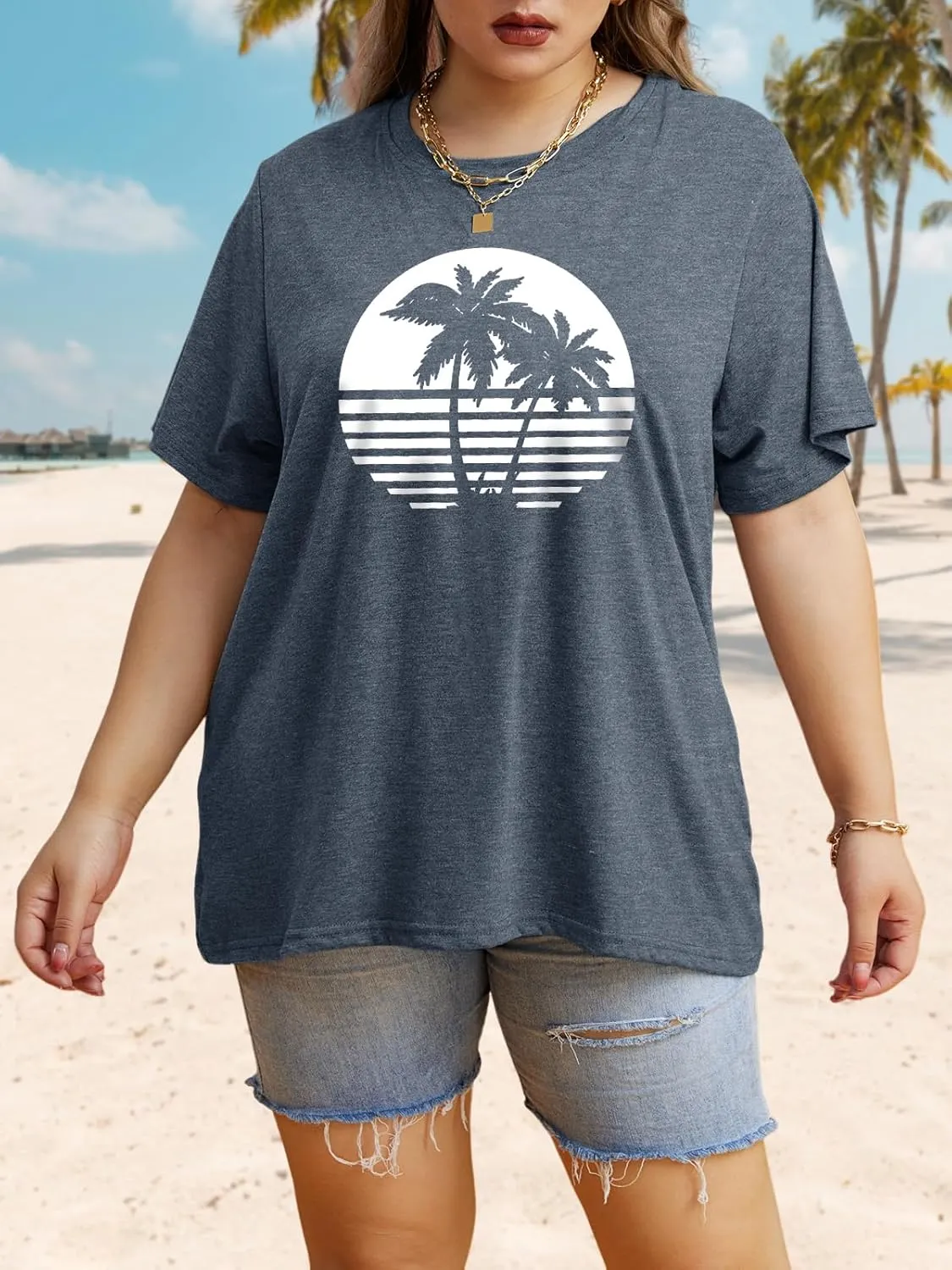 HDLTE Plus Size Beach Shirts for Women Short Sleeve Hawaiian Shirt Casual Summer Vacation Blouses