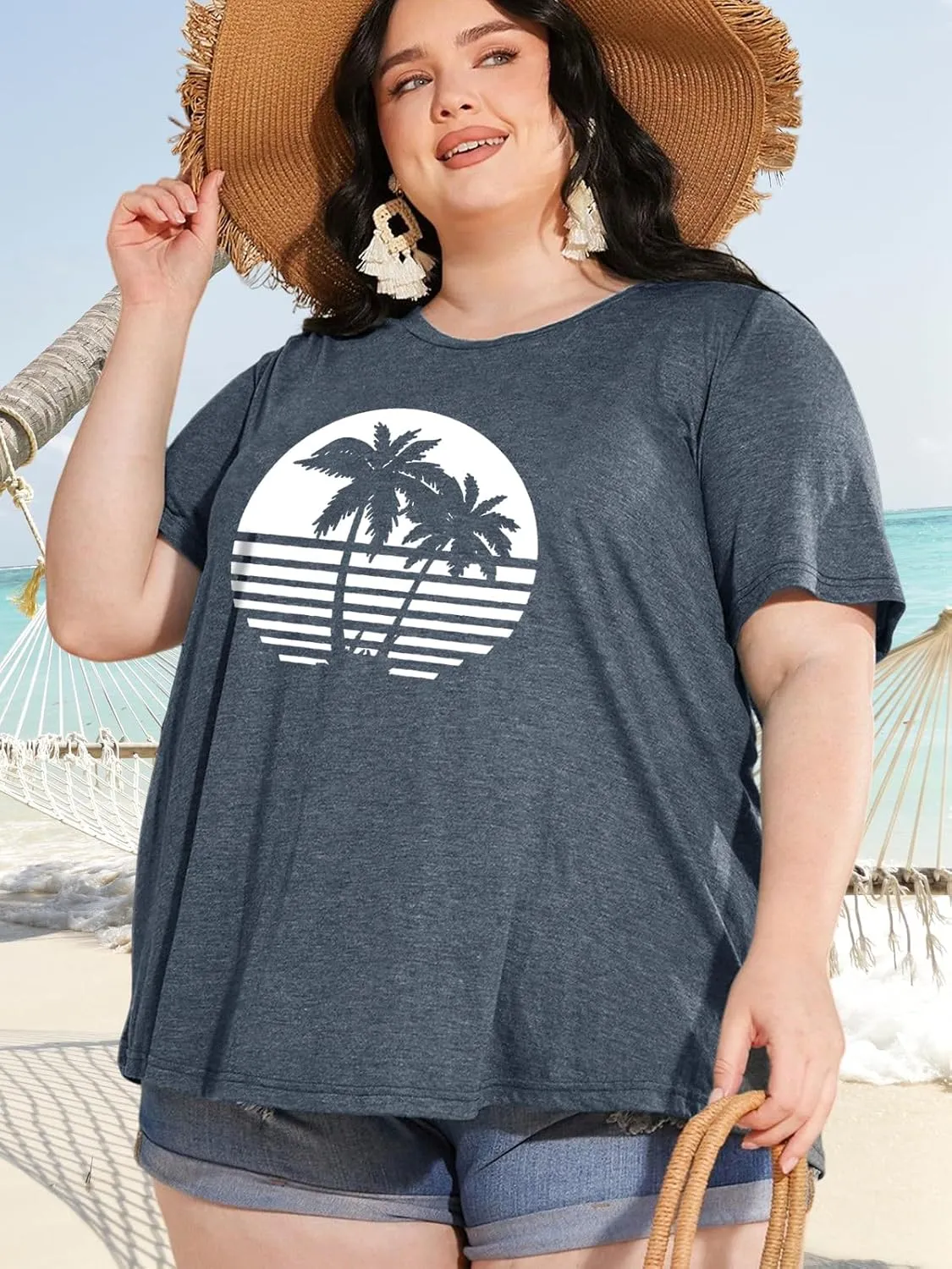HDLTE Plus Size Beach Shirts for Women Short Sleeve Hawaiian Shirt Casual Summer Vacation Blouses