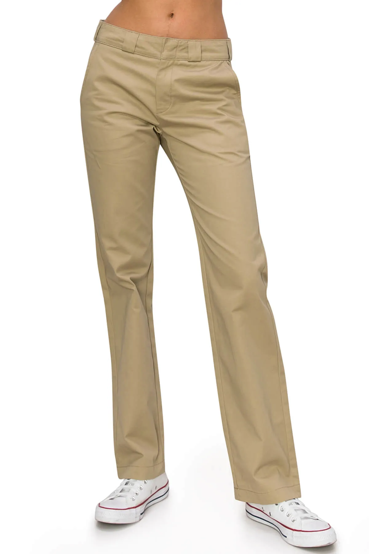 High Rise Straight Leg Work Pants - Khaki