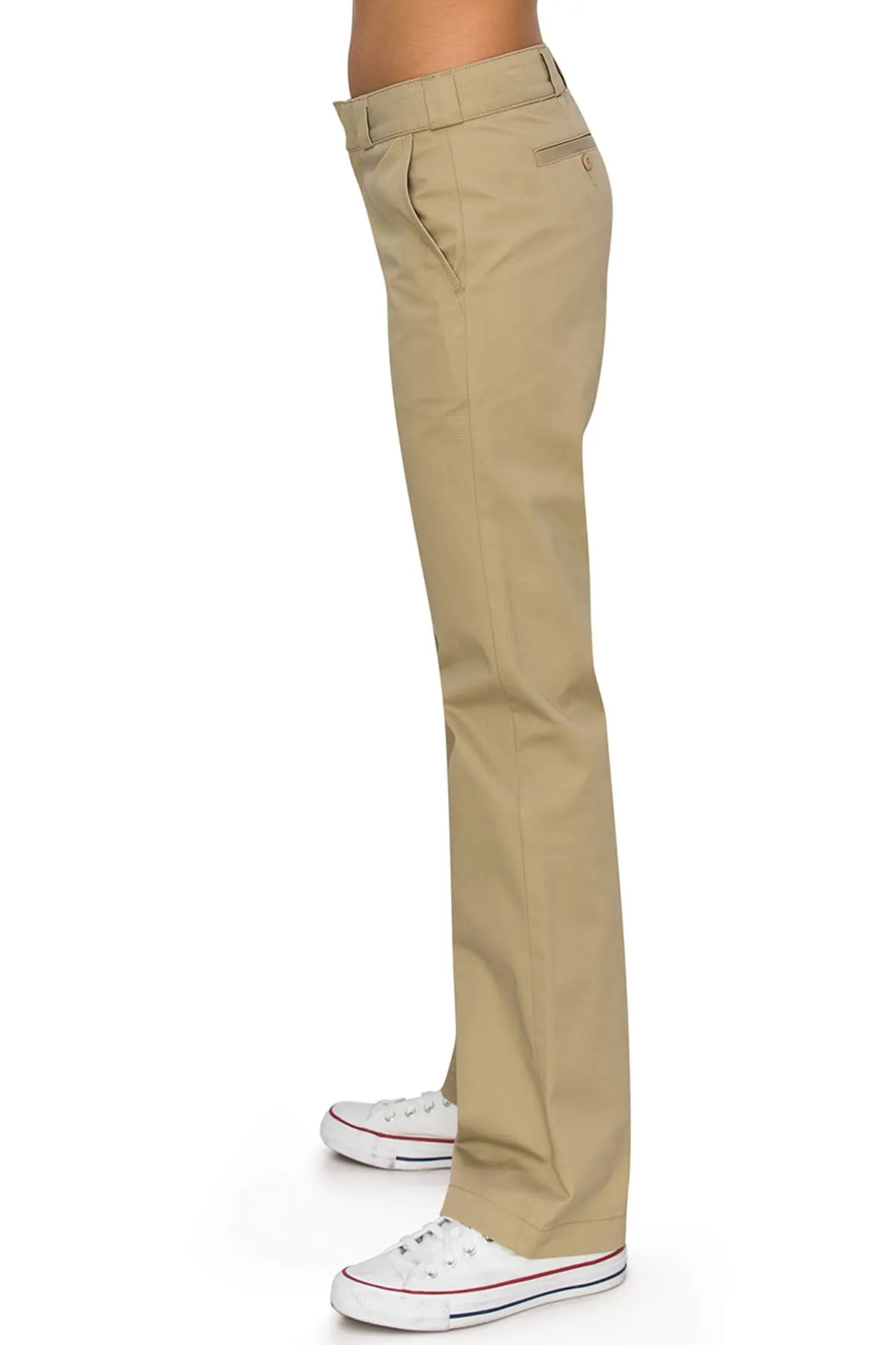 High Rise Straight Leg Work Pants - Khaki