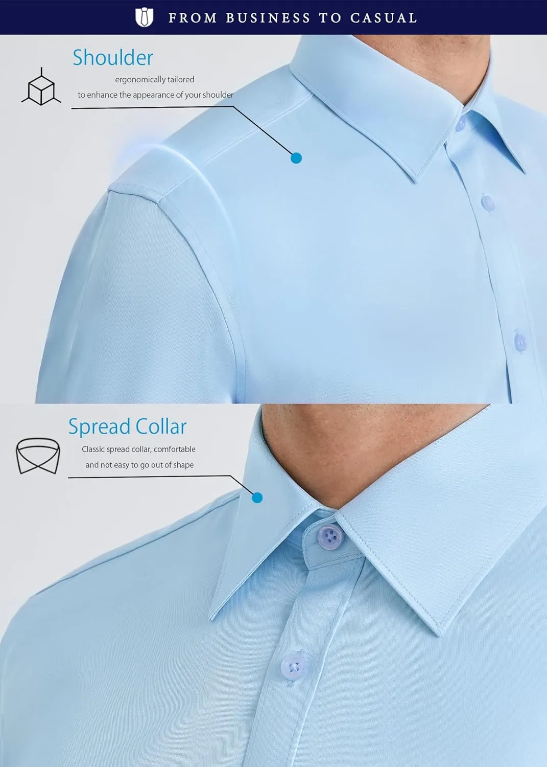 HISDERN Mens Short Sleeve Dress Shirts Solid Wrinkle Free Formal Summer Shirt Business Casual Stretch Button Down Shirts