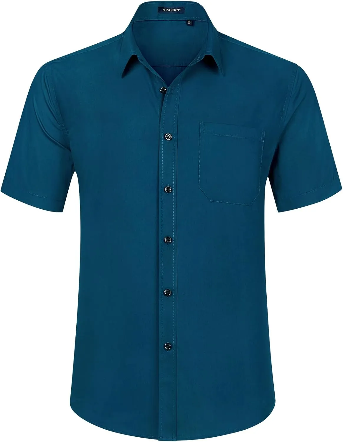 HISDERN Mens Short Sleeve Dress Shirts Solid Wrinkle Free Formal Summer Shirt Business Casual Stretch Button Down Shirts