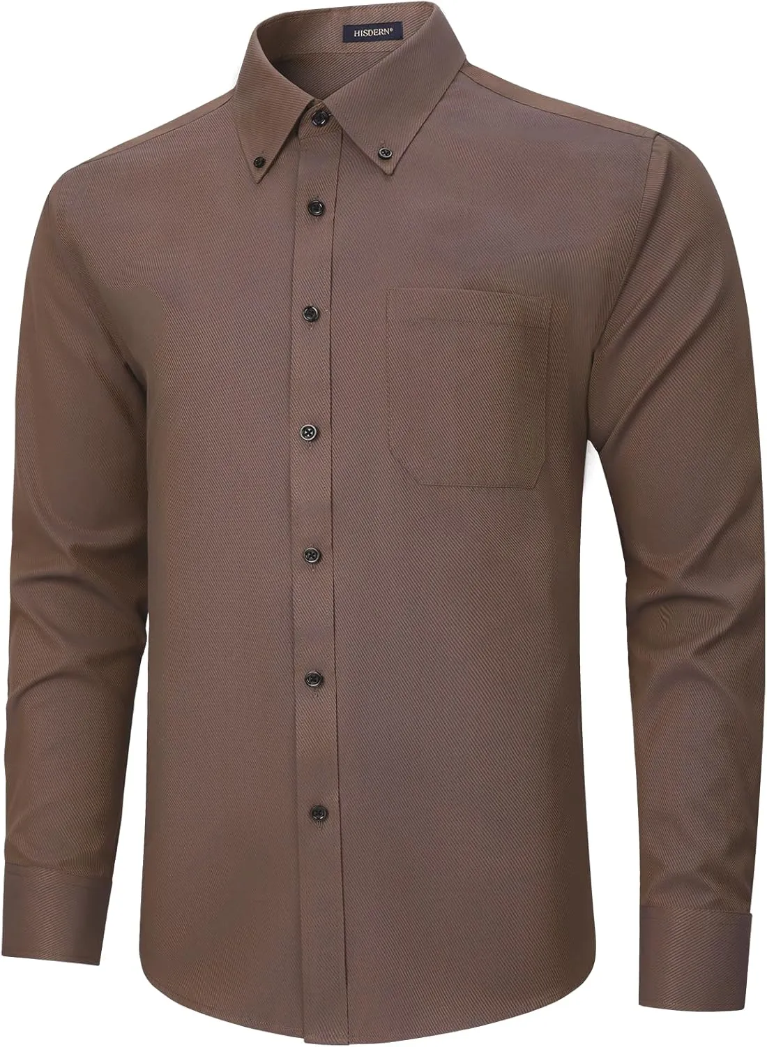HISDERN Mens Stripe Dress Shirts Long Sleeve Button Down Shirt Formal Wrinkle Free Dress Shirts Business Cotton Shirt