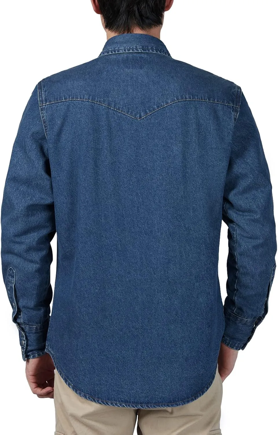 HISEA Men's Denim Shirt Long Sleeve Work Shirt Mens Regular Fit Button Down Shirts Cotton Work Shirts Washed Finish