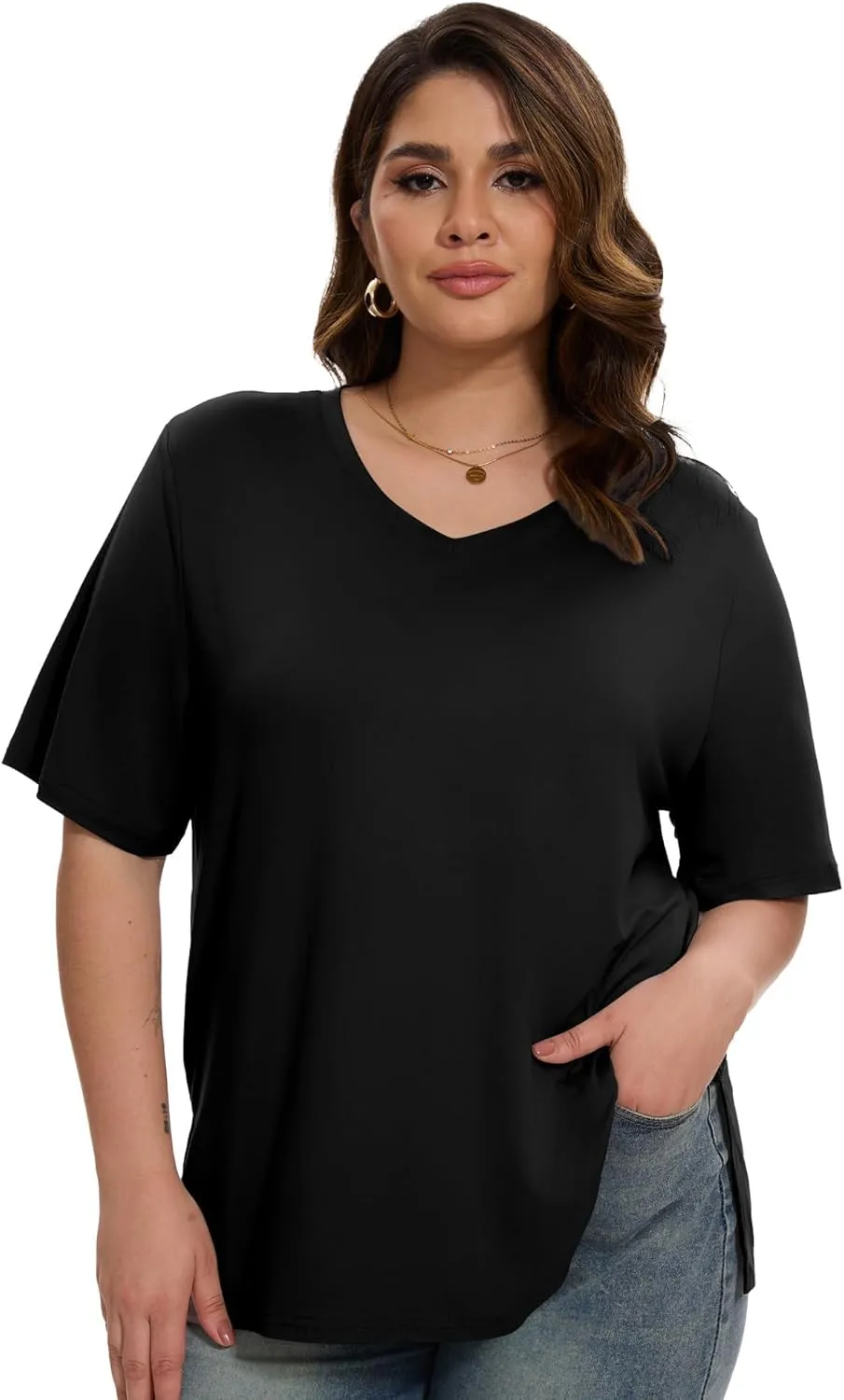 HLTPRO 3 Pack T Shirts for Women V Neck Short Sleeve Tshirts Plus Size Spring Casual Tops Beach Vacation Clothes 2025