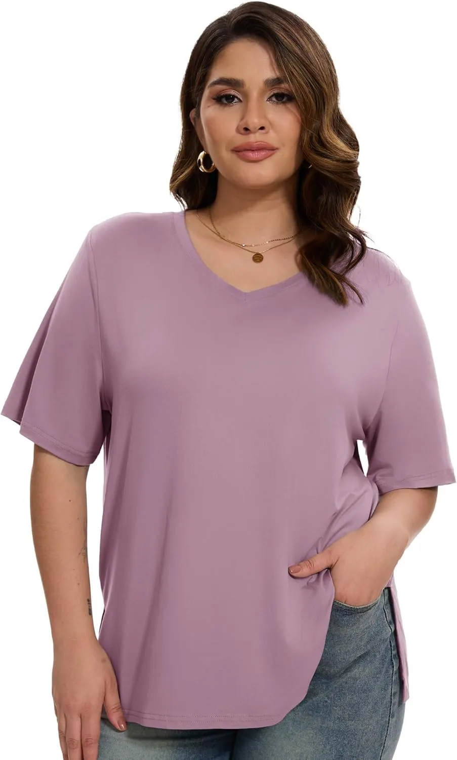 HLTPRO 3 Pack T Shirts for Women V Neck Short Sleeve Tshirts Plus Size Spring Casual Tops Beach Vacation Clothes 2025