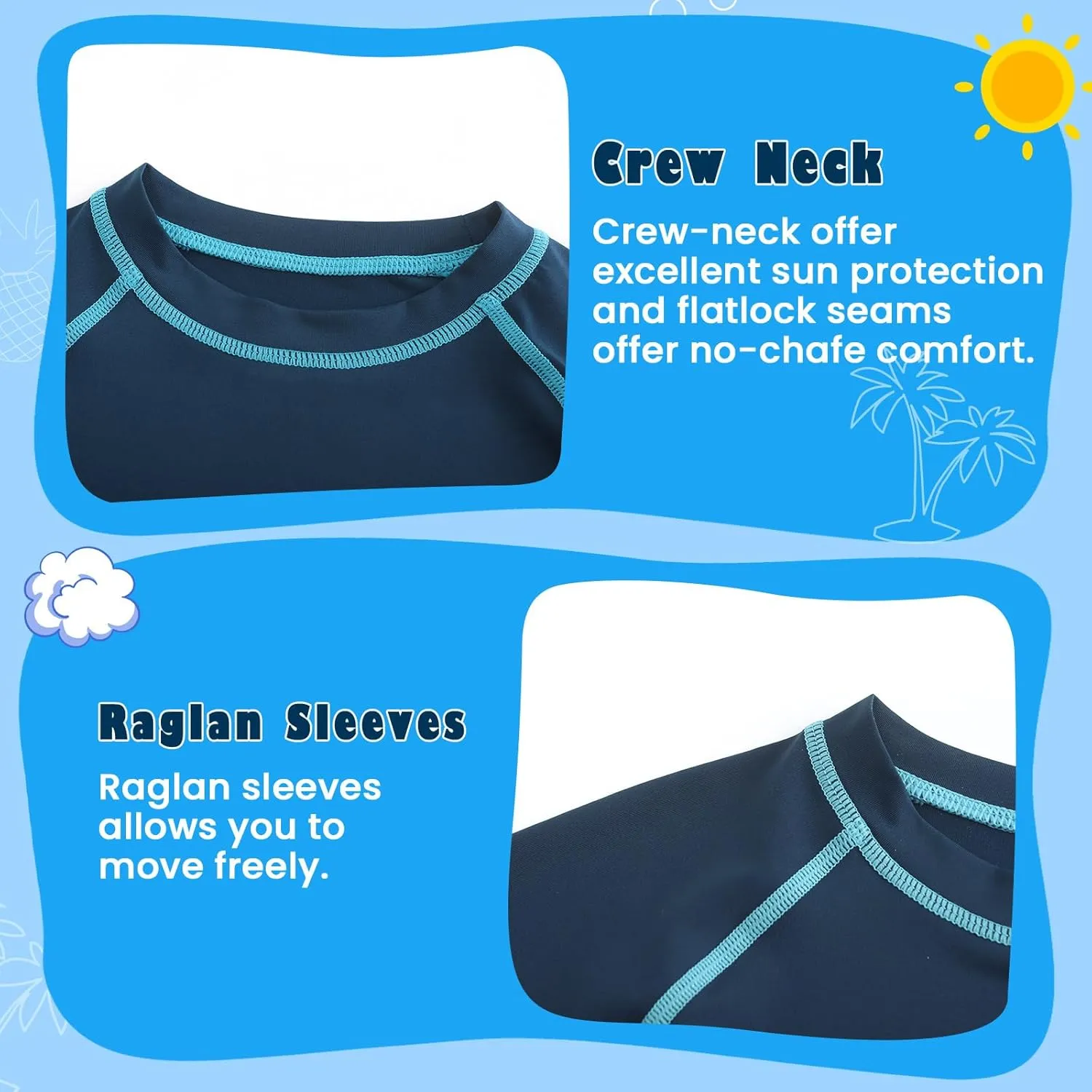 HODOSPORTS Boys UPF 50  Rash Guard Swim Shirts Long Sleeve Quick Dry UV Protection Sun T-Shirts