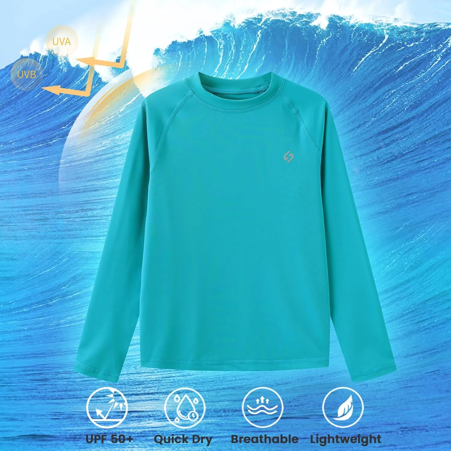HODOSPORTS Boys UPF 50  Rash Guard Swim Shirts Long Sleeve Quick Dry UV Protection Sun T-Shirts