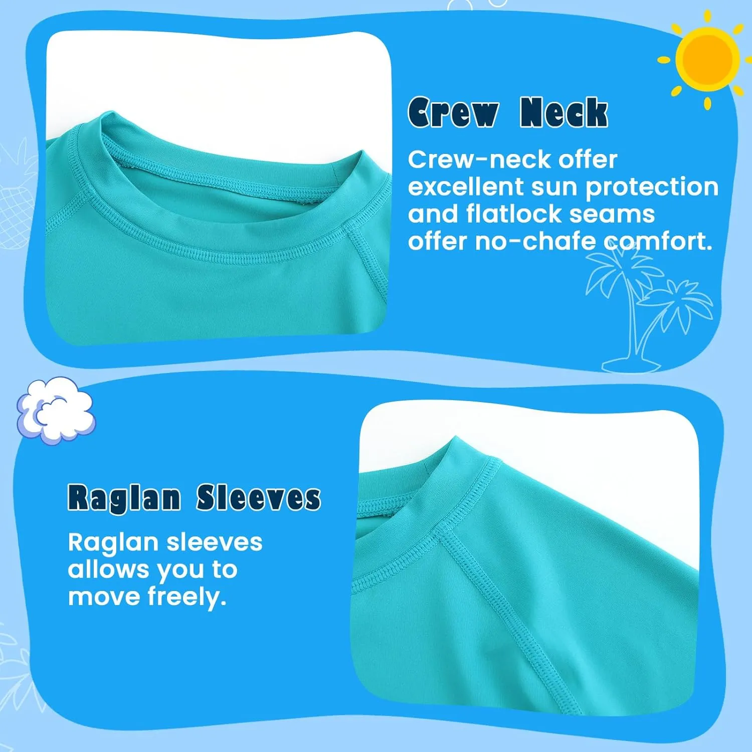 HODOSPORTS Boys UPF 50  Rash Guard Swim Shirts Long Sleeve Quick Dry UV Protection Sun T-Shirts