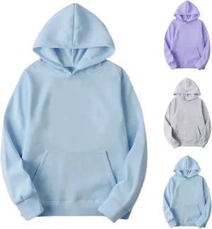 Hoodie for Women Long Sleeve Fleece Oversized Pullover Tops Long Sleeve Drop Shoulder Pocket Blouses Preppy Clothes