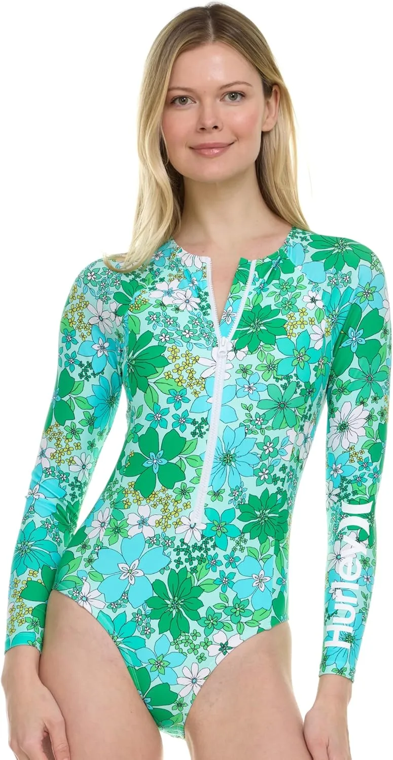 Hurley Long Sleeve Womens One Piece Swimsuits, Swimsuit for Women, Bathing Suit for Women, Swim Suit UPF 50  SPF UV Protected