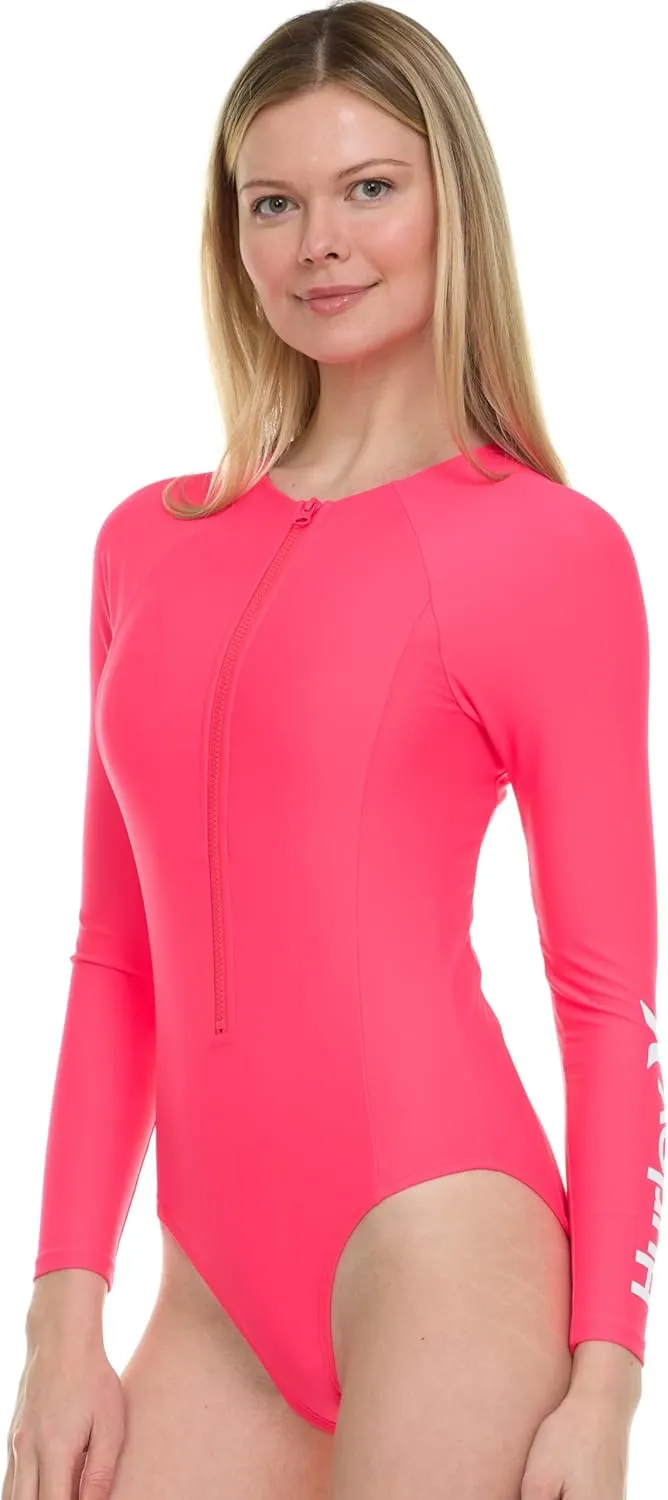 Hurley Long Sleeve Womens One Piece Swimsuits, Swimsuit for Women, Bathing Suit for Women, Swim Suit UPF 50  SPF UV Protected