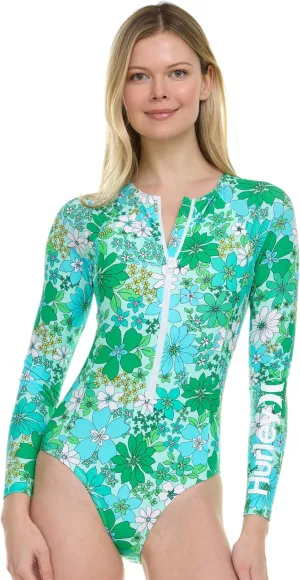 Hurley Long Sleeve Womens One Piece Swimsuits, Swimsuit for Women, Bathing Suit for Women, Swim Suit UPF 50  SPF UV Protected
