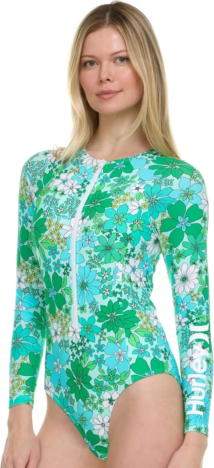 Hurley Long Sleeve Womens One Piece Swimsuits, Swimsuit for Women, Bathing Suit for Women, Swim Suit UPF 50  SPF UV Protected