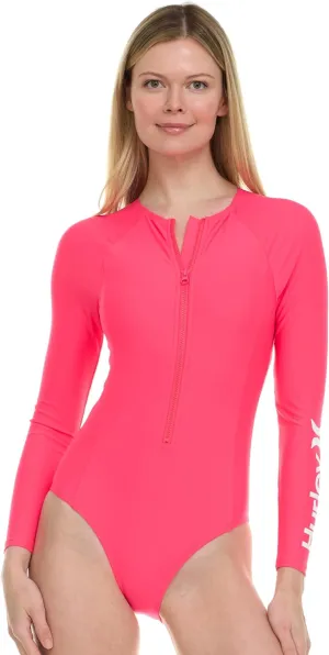 Hurley Long Sleeve Womens One Piece Swimsuits, Swimsuit for Women, Bathing Suit for Women, Swim Suit UPF 50  SPF UV Protected