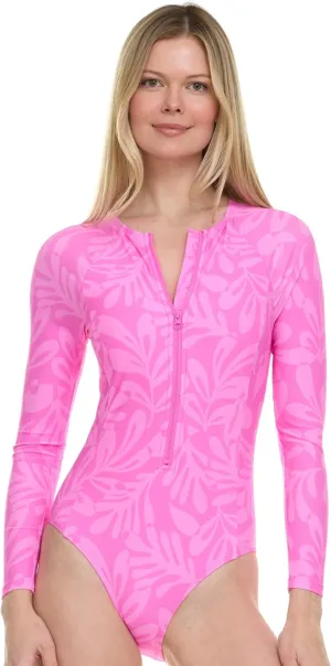 Hurley Long Sleeve Womens One Piece Swimsuits, Swimsuit for Women, Bathing Suit for Women, Swim Suit UPF 50  SPF UV Protected