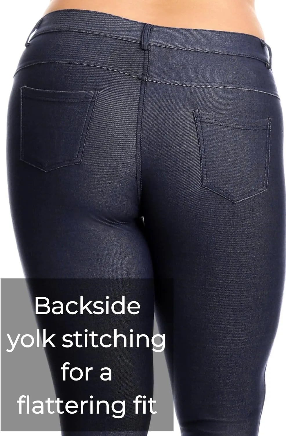 ICONOFLASH Women's Stretch Jeggings with 5 Pockets Pull On Skinny Jean Leggings (Available in Plus Size)