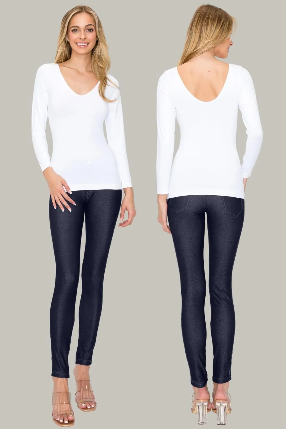 ICONOFLASH Women's Stretch Jeggings with 5 Pockets Pull On Skinny Jean Leggings (Available in Plus Size)