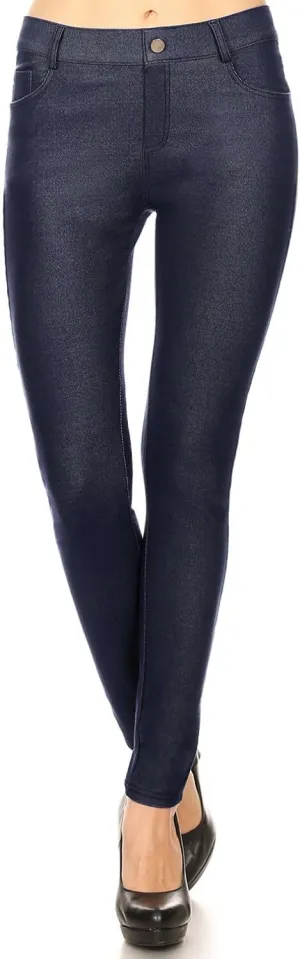 ICONOFLASH Women's Stretch Jeggings with 5 Pockets Pull On Skinny Jean Leggings (Available in Plus Size)
