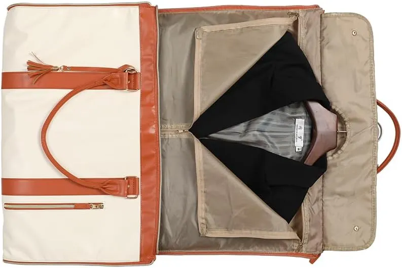 ikasus Garment Bags for Travel Suit Bag for Men Carry On Garment Bag Convertible Garment Duffle Bag,Large Capacity Duffel Bag Hanging Dress Suitcase Suit Business Travel Bags, Beige