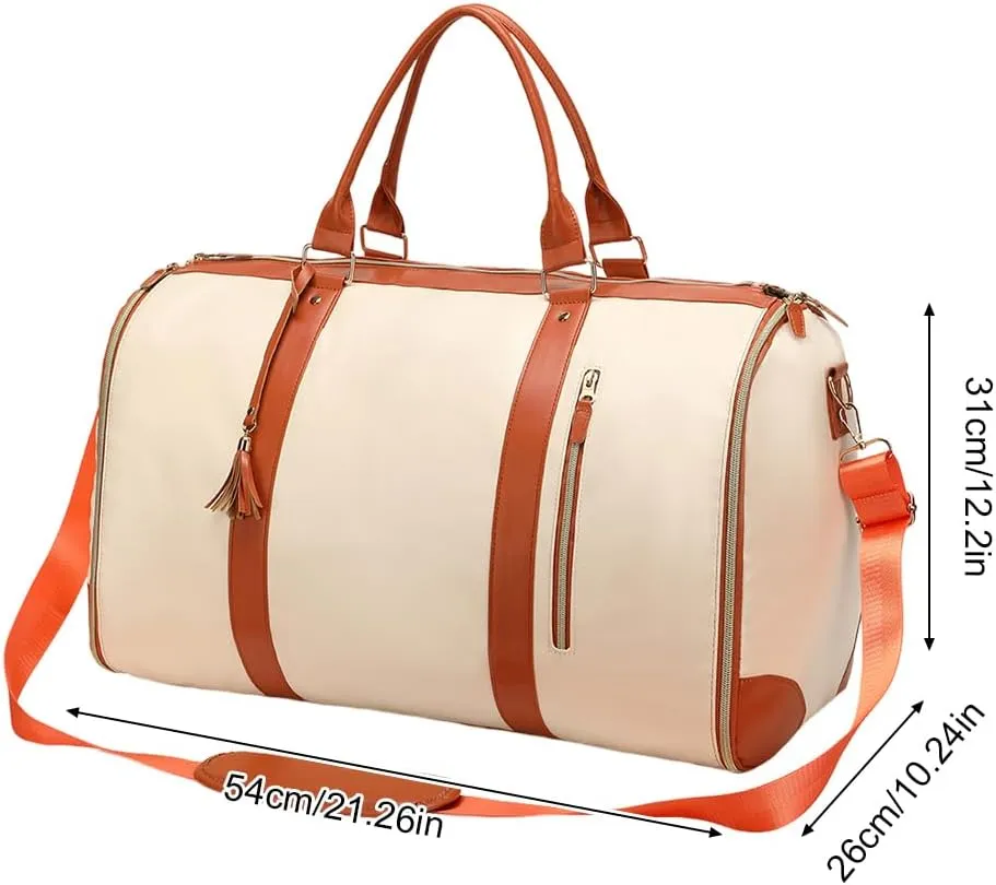 ikasus Garment Bags for Travel Suit Bag for Men Carry On Garment Bag Convertible Garment Duffle Bag,Large Capacity Duffel Bag Hanging Dress Suitcase Suit Business Travel Bags, Beige