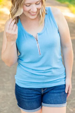 IN STOCK Mila Zipper Tank - Blue