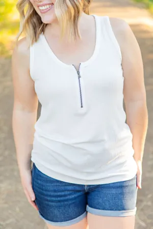 IN STOCK Mila Zipper Tank - Ivory