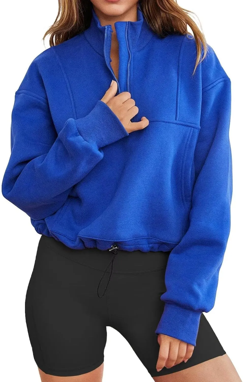 INFITTY Women's Half Zip Pullover Sweatshirts Quarter Zip Hoodies Long Sleeve Tops Fall Outfits 2025 Y2K Winter Clothes
