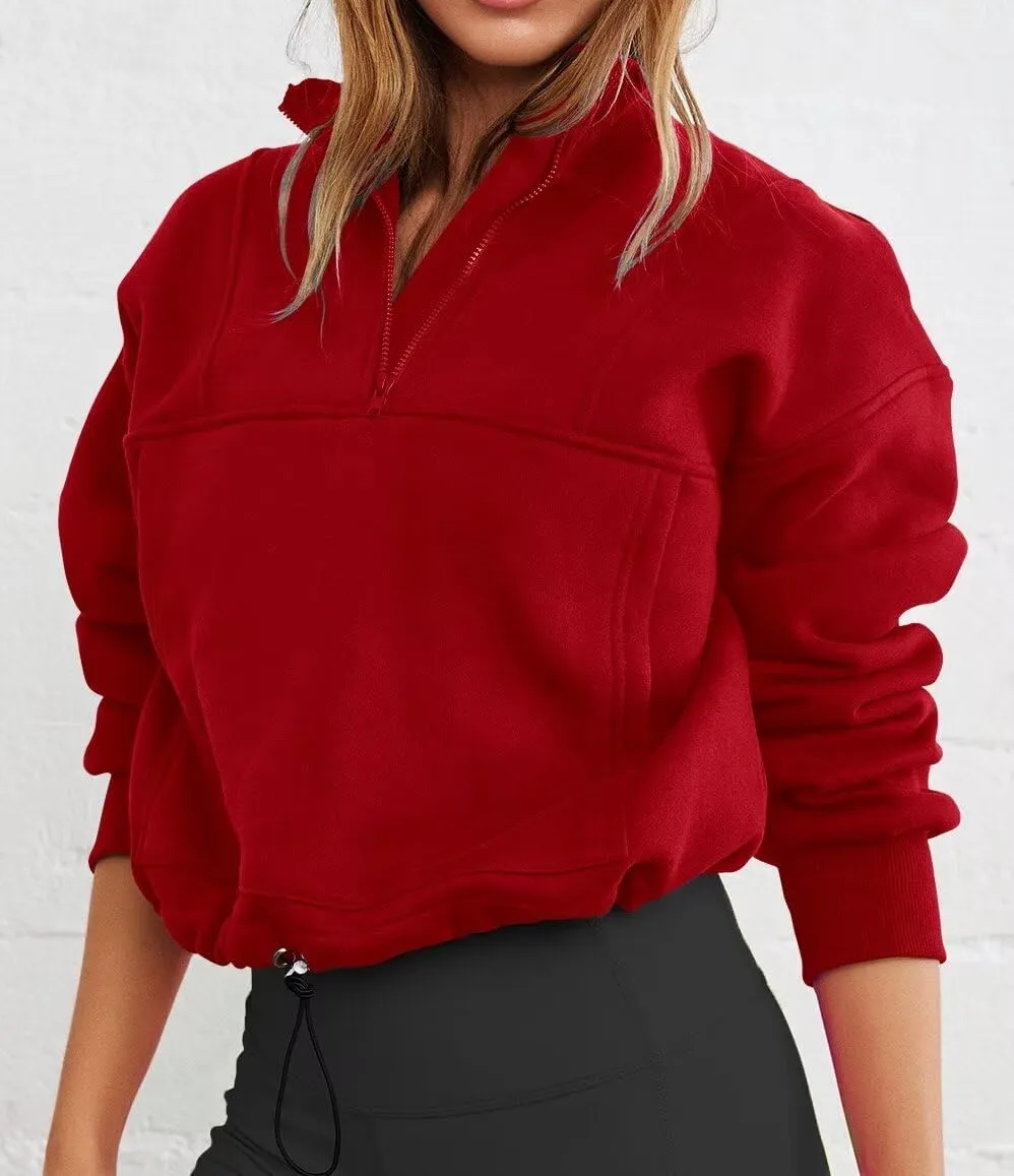 INFITTY Women's Half Zip Pullover Sweatshirts Quarter Zip Hoodies Long Sleeve Tops Fall Outfits 2025 Y2K Winter Clothes