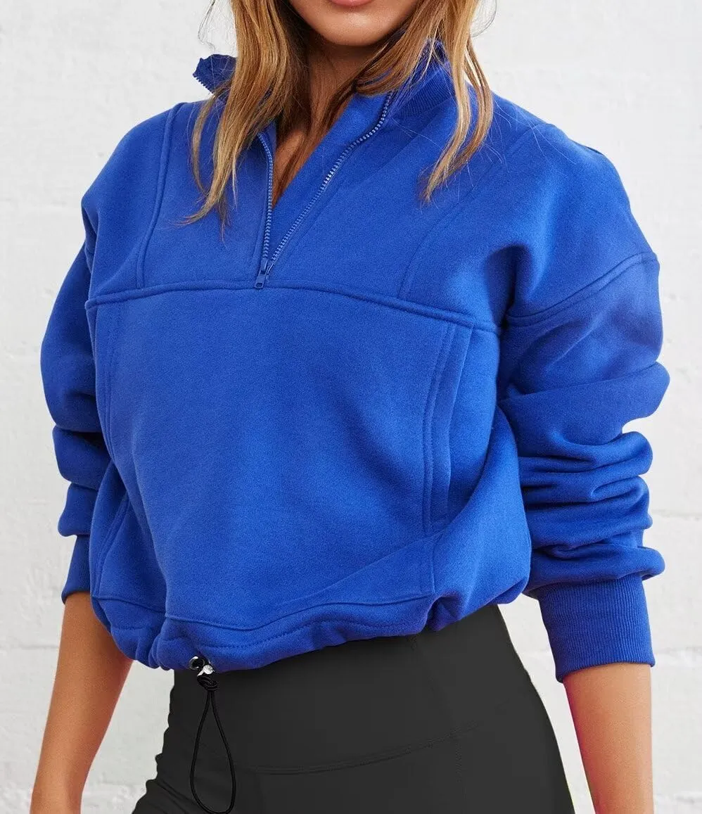 INFITTY Women's Half Zip Pullover Sweatshirts Quarter Zip Hoodies Long Sleeve Tops Fall Outfits 2025 Y2K Winter Clothes