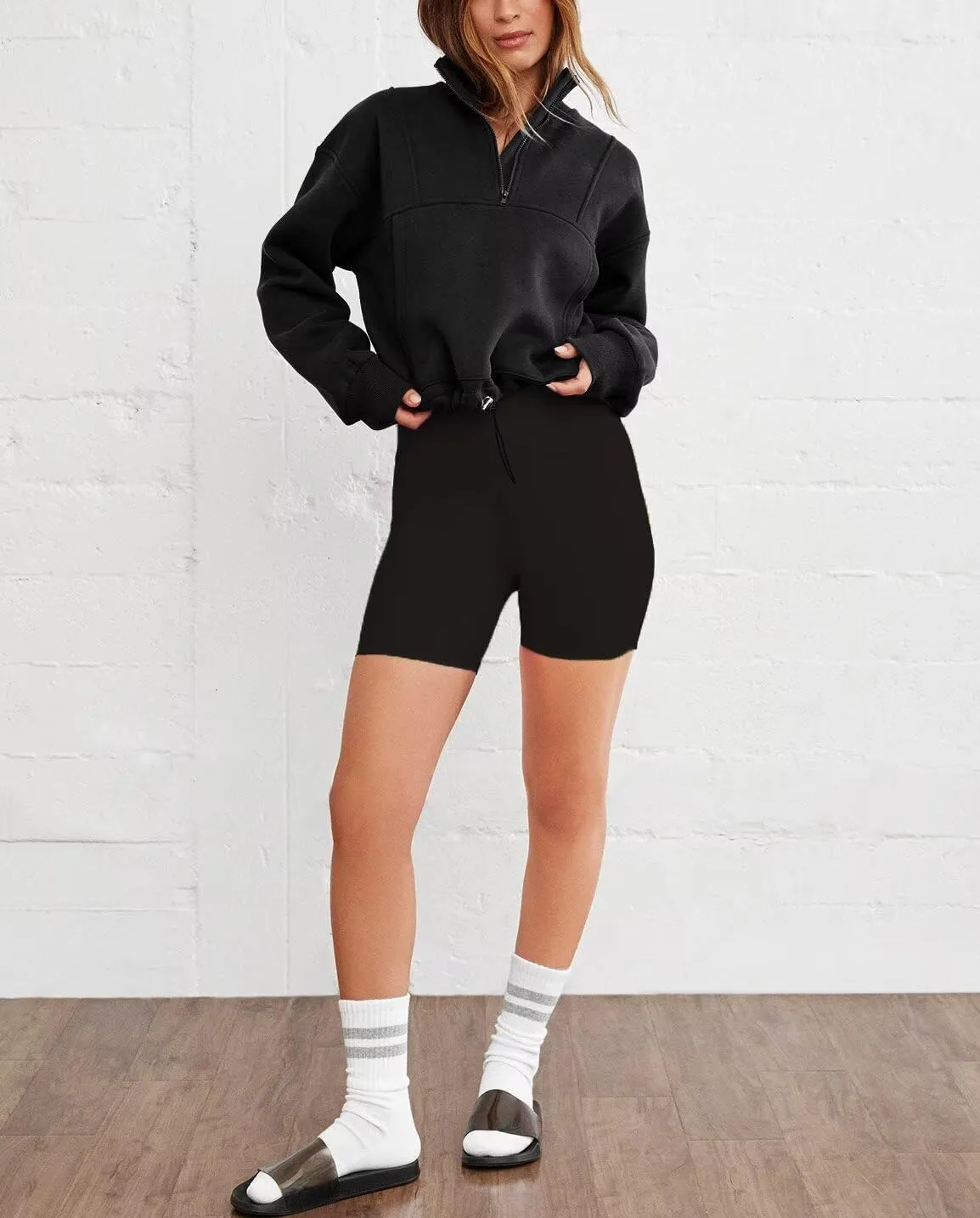 INFITTY Women's Half Zip Pullover Sweatshirts Quarter Zip Hoodies Long Sleeve Tops Fall Outfits 2025 Y2K Winter Clothes