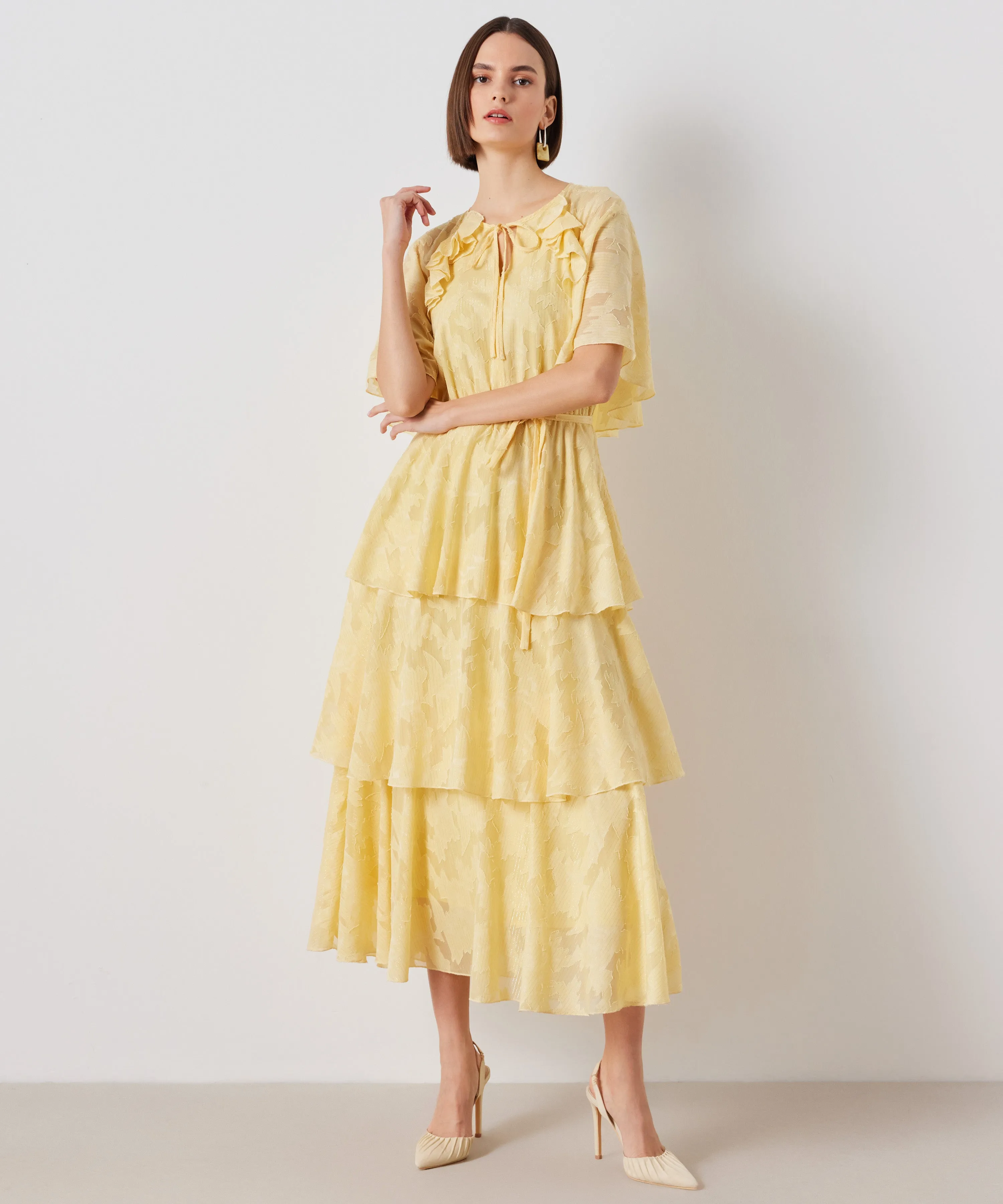 Ipekyol Patterned Layered Midi Dress Yellow