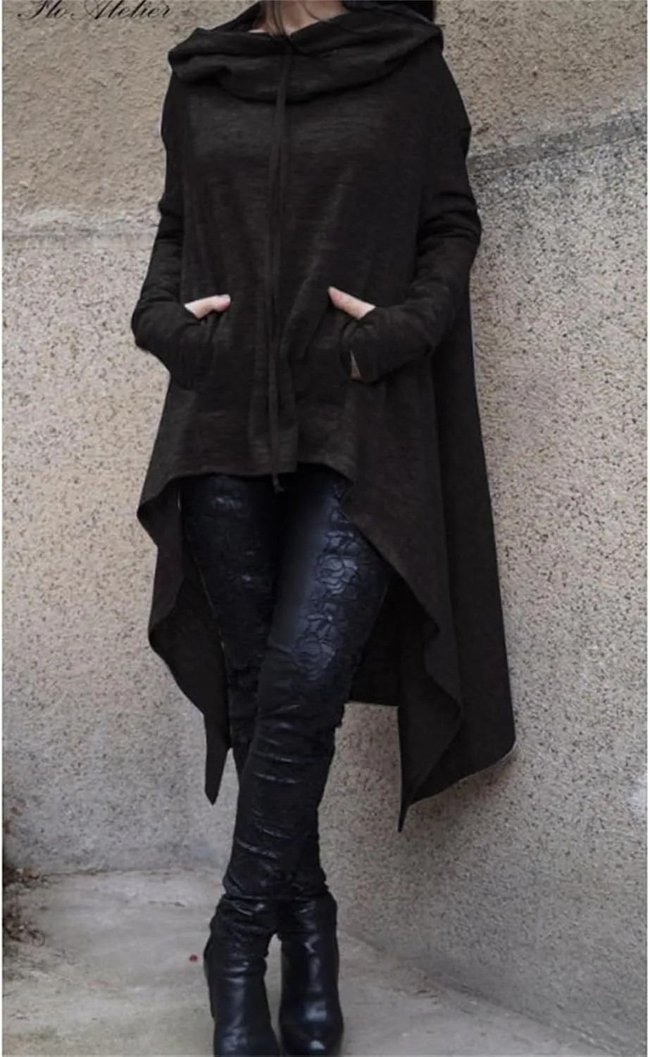 Irregular Hem Hoodie Women Oversized Long Hooded Pullover Sweatshirt Casual Asymmetrical Tops Tunic Fall Fashion