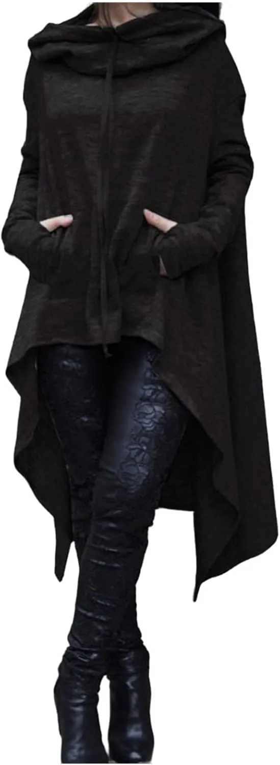 Irregular Hem Hoodie Women Oversized Long Hooded Pullover Sweatshirt Casual Asymmetrical Tops Tunic Fall Fashion