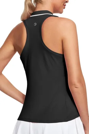 IUGA Women's Golf Shirts Sleeveless UPF 50  Tennis Athletic Polo Shirts for Women with Collar Quick Dry Tank Tops