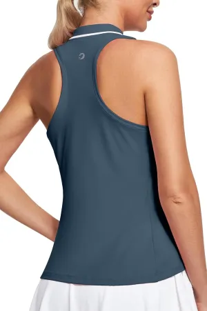 IUGA Women's Golf Shirts Sleeveless UPF 50  Tennis Athletic Polo Shirts for Women with Collar Quick Dry Tank Tops