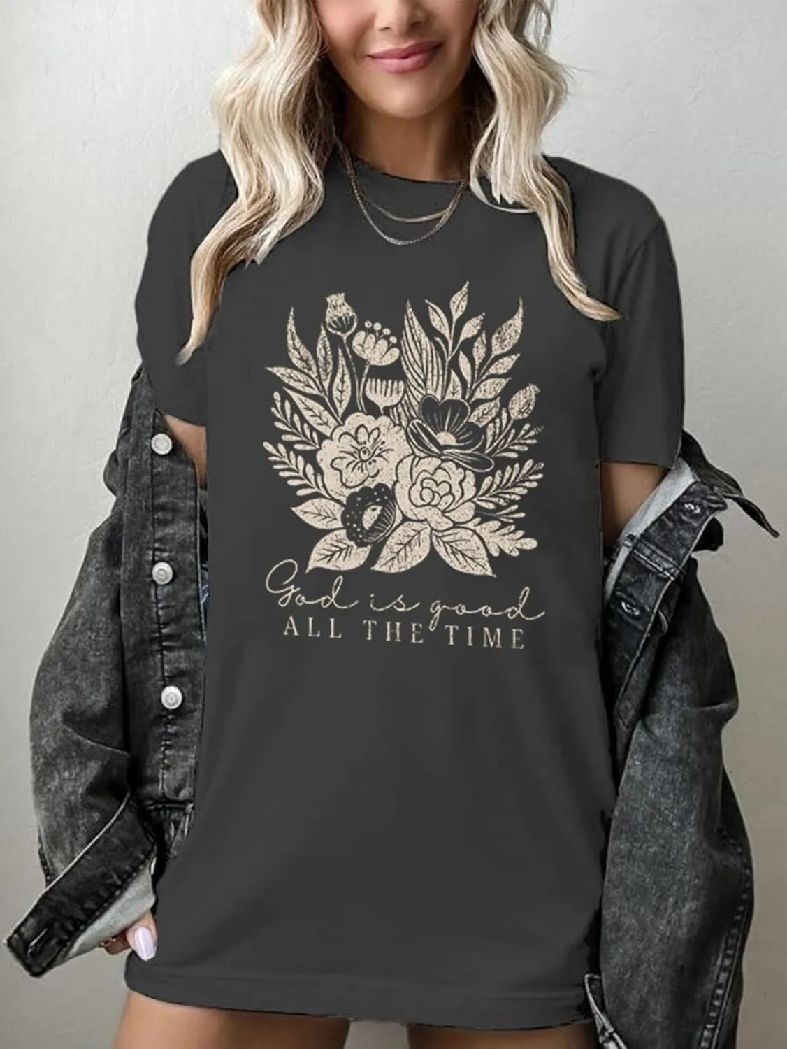 Jesus Shirts for Women Christian Oversized God is Good T Shirt Faith Inspirational Bible Verse Tee Tops