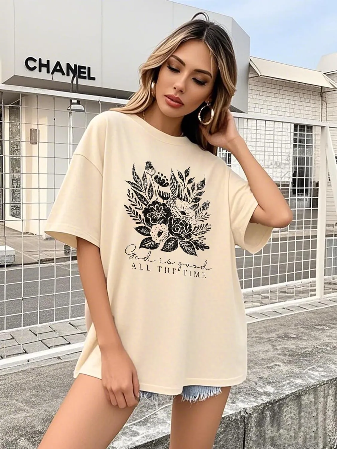 Jesus Shirts for Women Christian Oversized God is Good T Shirt Faith Inspirational Bible Verse Tee Tops