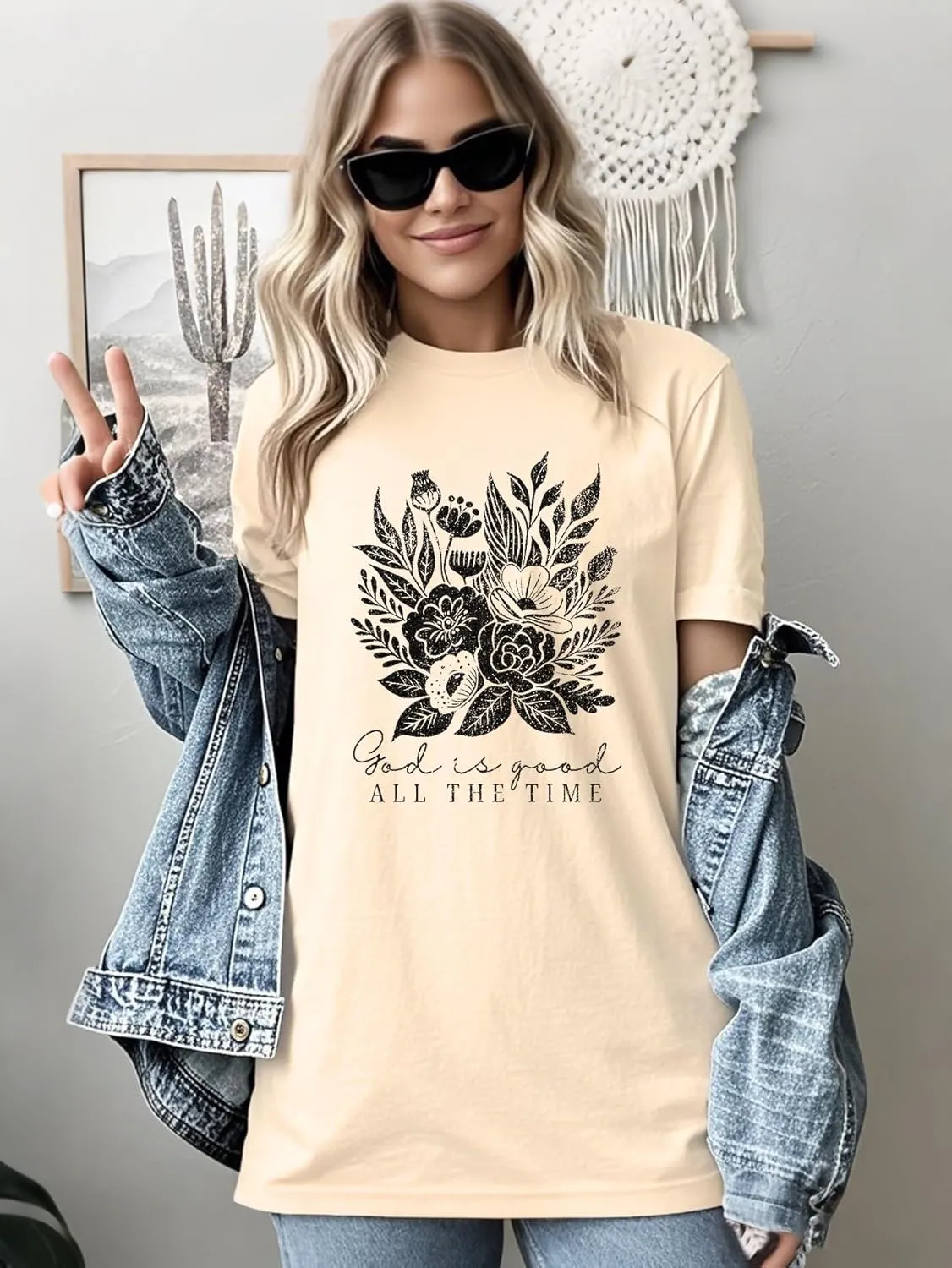 Jesus Shirts for Women Christian Oversized God is Good T Shirt Faith Inspirational Bible Verse Tee Tops
