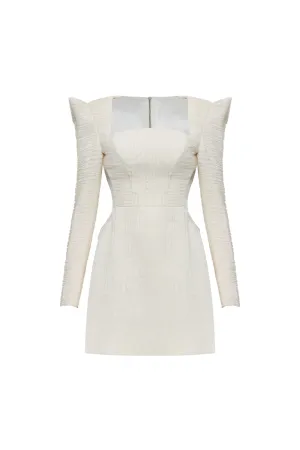 Jocelyn A-line Square Shoulder Chiffon Mini Dress
