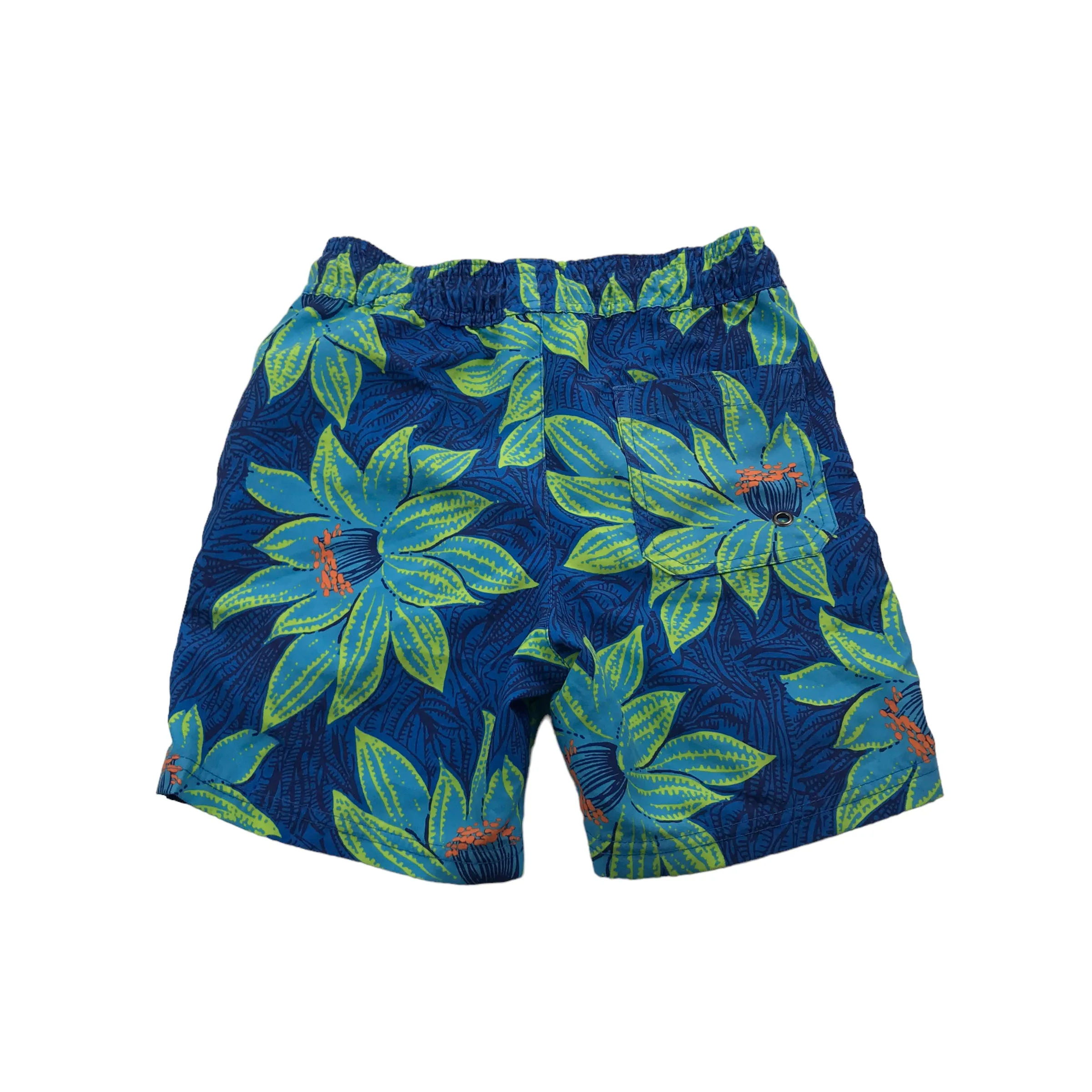 John Lewis Blue and Turquoise Floral Swim Trunks Age 6