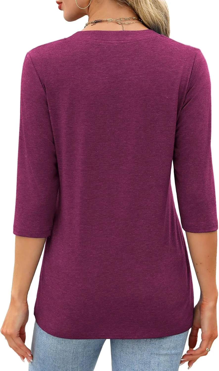JomeDesign Womens Tops 3/4 Sleeve V Neck Shirts Dressy Casual Tunic Blouses Summer Tees