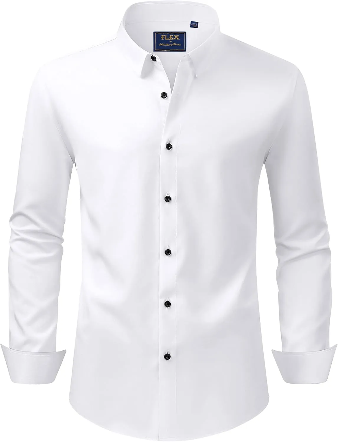 J.VER Men's Dress Shirts Stretch Long Sleeve Formal Shirt Solid Business Casual Button Down Shirts for Wedding Prom