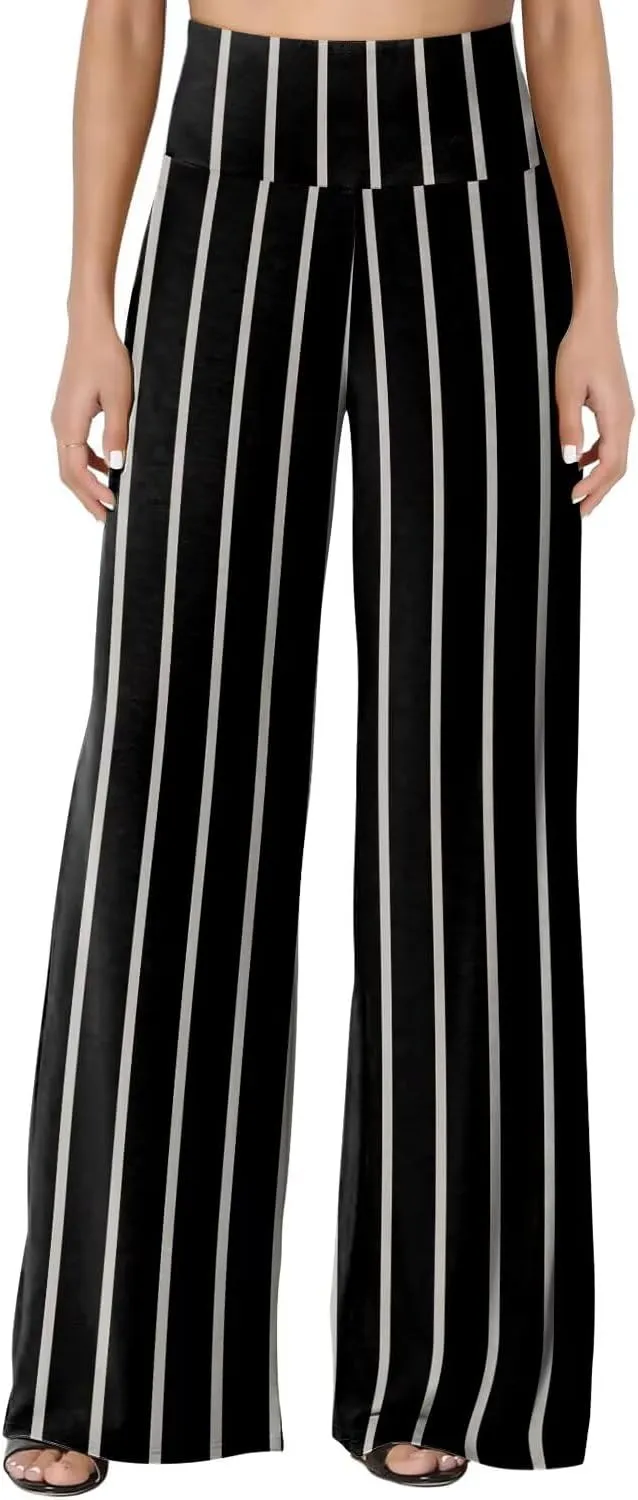JZC Women's Palazzo Lounge Pants Stretchy Wide Leg Casual Pants Comfy High Waist Flowy Pants S-3XL