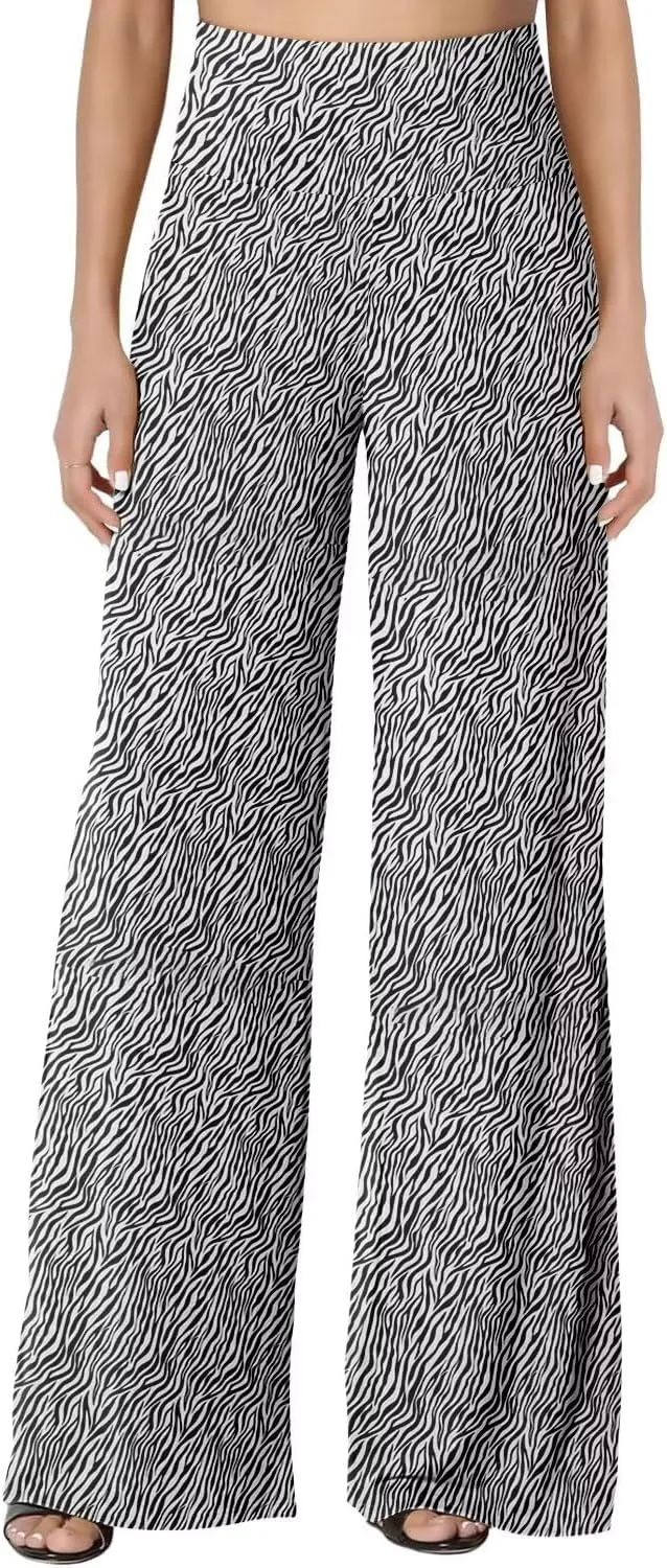 JZC Women's Palazzo Lounge Pants Stretchy Wide Leg Casual Pants Comfy High Waist Flowy Pants S-3XL