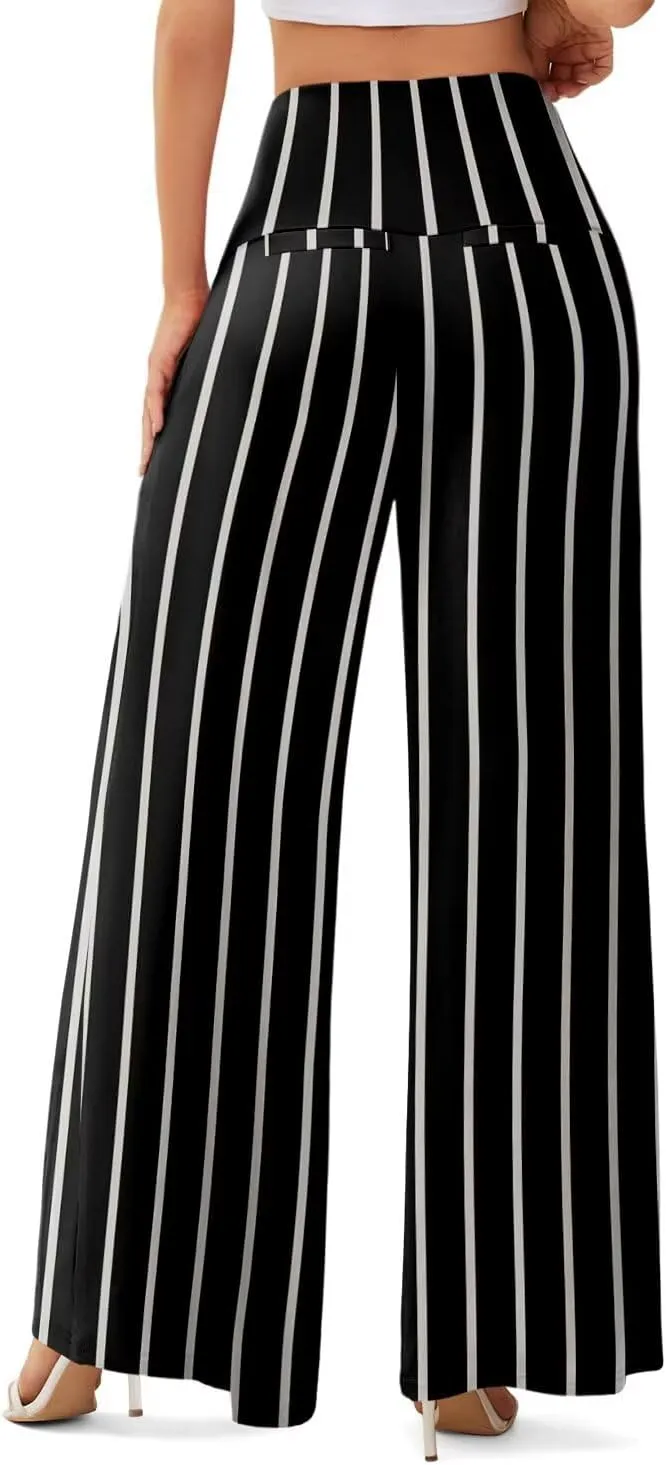 JZC Women's Palazzo Lounge Pants Stretchy Wide Leg Casual Pants Comfy High Waist Flowy Pants S-3XL