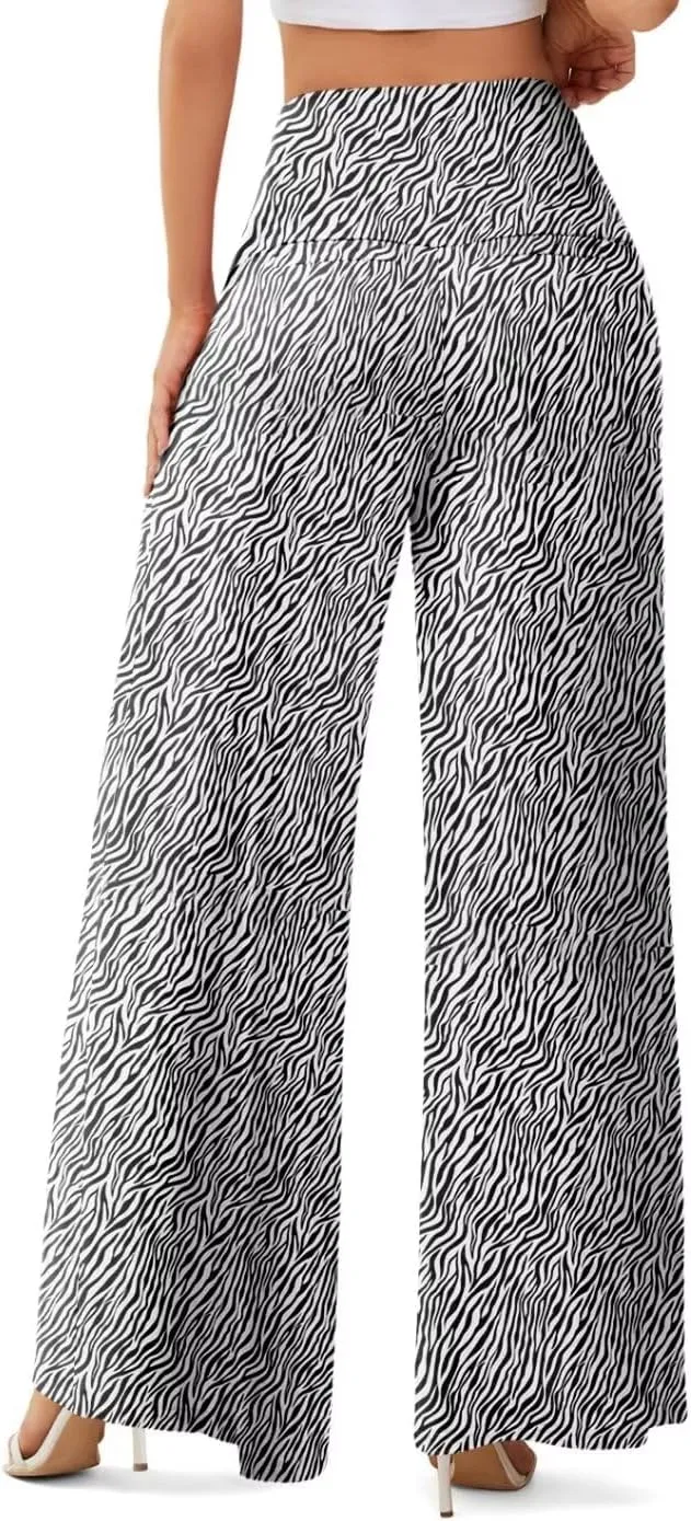 JZC Women's Palazzo Lounge Pants Stretchy Wide Leg Casual Pants Comfy High Waist Flowy Pants S-3XL