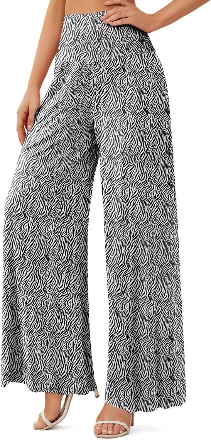 JZC Women's Palazzo Lounge Pants Stretchy Wide Leg Casual Pants Comfy High Waist Flowy Pants S-3XL
