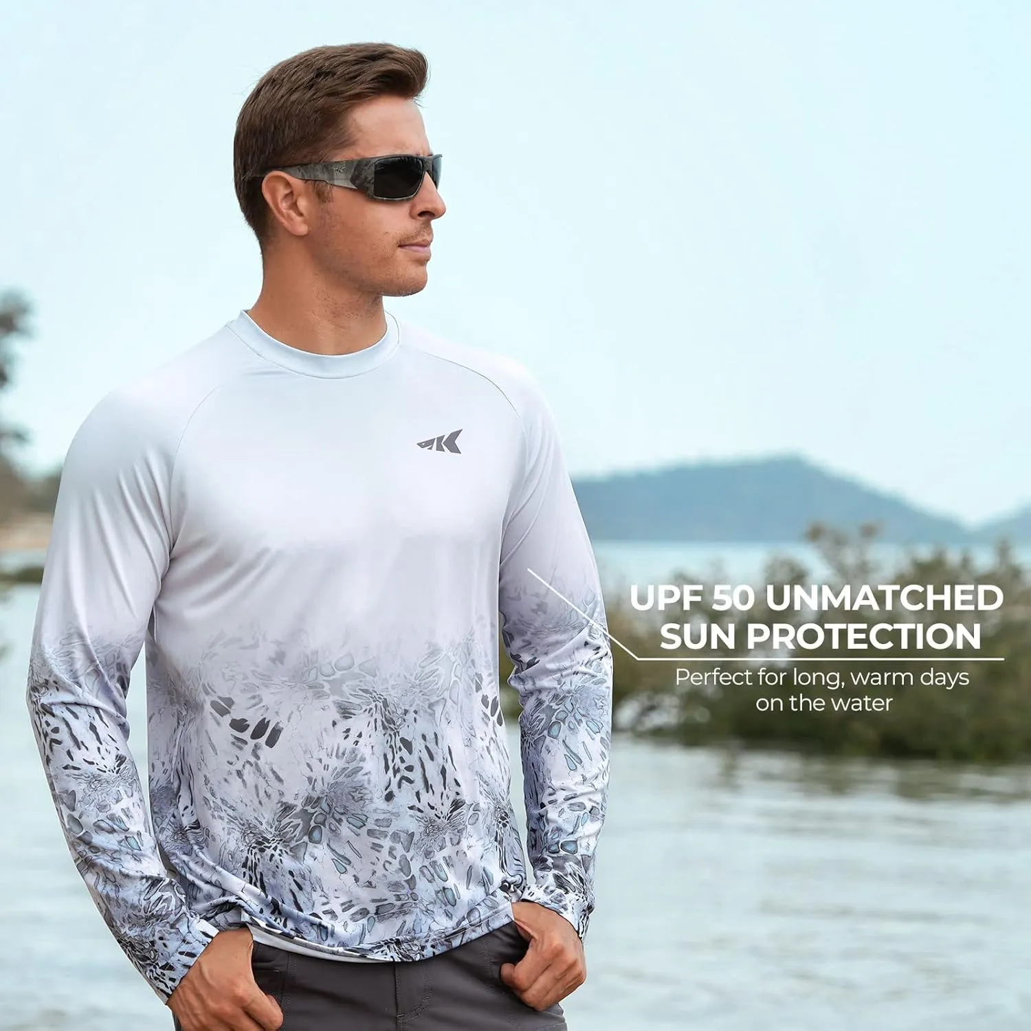 KastKing UPF 50 Fishing Shirts for Men, Long Sleeve Fishing Hiking Shirt, Breathable Moisture Wicking, Sun Shirts for Men